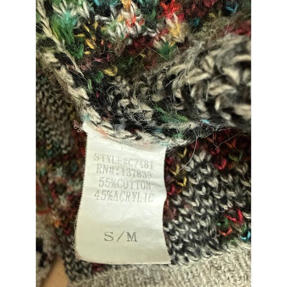 Dreamers Open Front Cotton Blend Tribal Geo Cardigan Moody | S/M - Picture 7 of 11